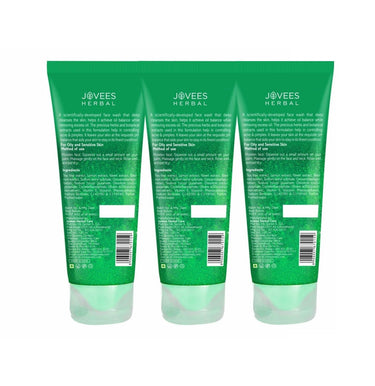 Jovees Herbal Tea Tree Face Wash for Oily & Sensitive Skin | Paraben & Alcohol-Free, Controls Oil, Prevents Breakouts, Remove Dead Skin | Gentle Cleanser For All Skin Types - 120ml (Pack of 3)